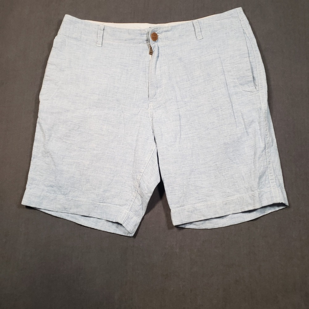 J. Crew Shorts Mens 34 Blue Striped Linen Cotton Blend Seersucker A4143